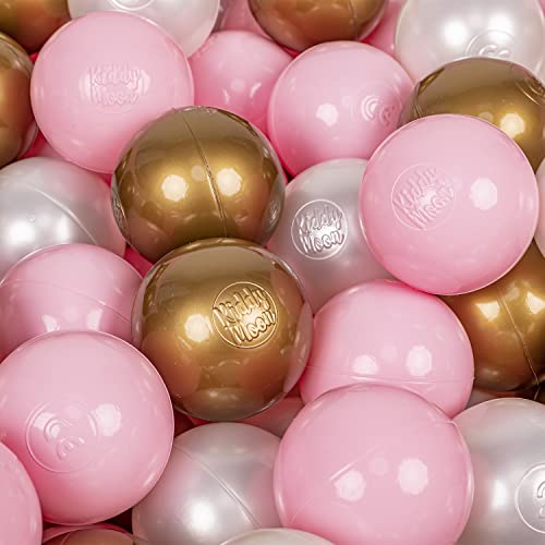 KiddyMoon 200 ∅ 7Cm Kinder Bälle Spielbälle Für Bällebad Baby Plastikbälle Made In EU, Puderrosa/Perle/Golden von KiddyMoon