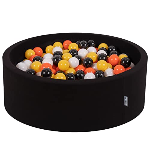 KiddyMoon Bällebad Bällepool Mit Bunten Bällen 90X30cm/300 Bälle ∅ 7Cm Für Babys Kinder Rund, Tukan:Schwarz/Weiß/Orange/Gelb von KiddyMoon