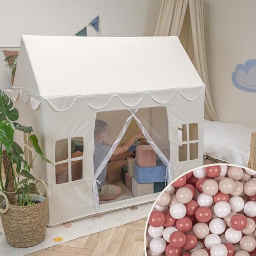 KiddyMoon Spielhaus Kinderzelt Mit 200 Bälle Für Kinder Kinderhaus Faltbares Design Kinder Spielzelt Indoor Kreativität Kinderzelt Für Drinnen Und Draußen Kinderzimmer von KiddyMoon