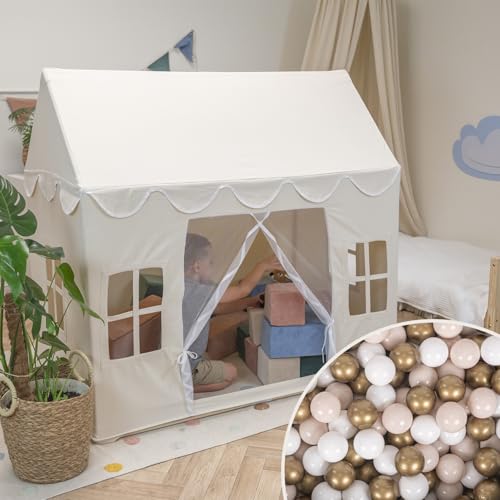 KiddyMoon Spielhaus Kinderzelt Mit 200 Bälle Für Kinder Kinderhaus Faltbares Design Kinder Spielzelt Indoor Kreativität Kinderzelt Für Drinnen Und Draußen Kinderzimmer von KiddyMoon