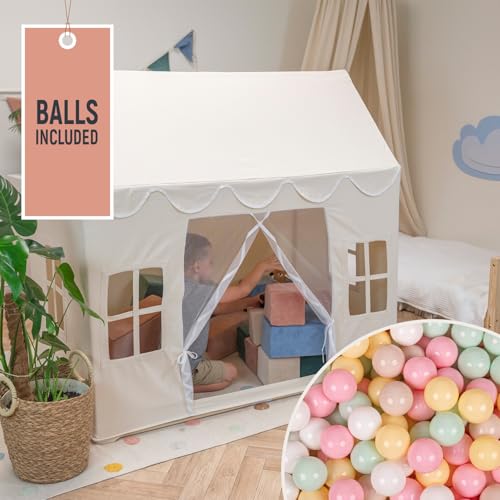 KiddyMoon Spielhaus Kinderzelt Mit 200 Bälle Für Kinder Kinderhaus Faltbares Design Kinder Spielzelt Indoor Kreativität Kinderzelt Für Drinnen Und Draußen Kinderzimmer von KiddyMoon