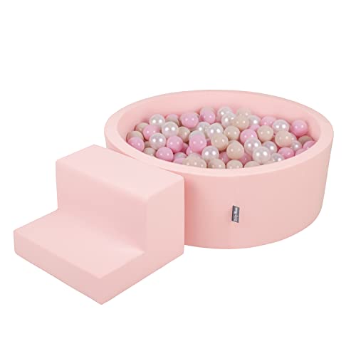 KiddyMoon Spielplatz Aus Schaumstoff Mit Rund Bällebad (100 Bälle) Ballgruben Für Babys Spielbad Hindernisläufen, Hergestellt In Der EU, Pink:Pastellbeige/Puderrosa/Perle von KiddyMoon