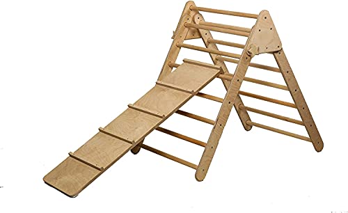 Kidodido Montessori Kletterdreieck Kletterbogen | Faltbarer Kletterdreieck für Kinder | Kletterdreieck und Kletterbogen mit Rampe | Aktivitäts Kletter Set aus Holz (Kletterdreieck + Leiter Rampe) von Kidodido