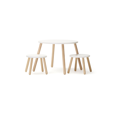 Kids Concept® Tisch und zwei Hocker, weiß von Kids Concept®