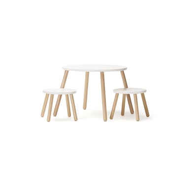 Kids Concept® Tisch und zwei Hocker, weiß von Kids Concept®