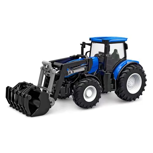 Kids GLOBE RC Traktor 2.4GHZ (Bulldog mit Licht und Frontlader, Länge: 27 cm, Blau, mit Fernsteuerung, ab 6 Jahren) 510315 von Kids Globe