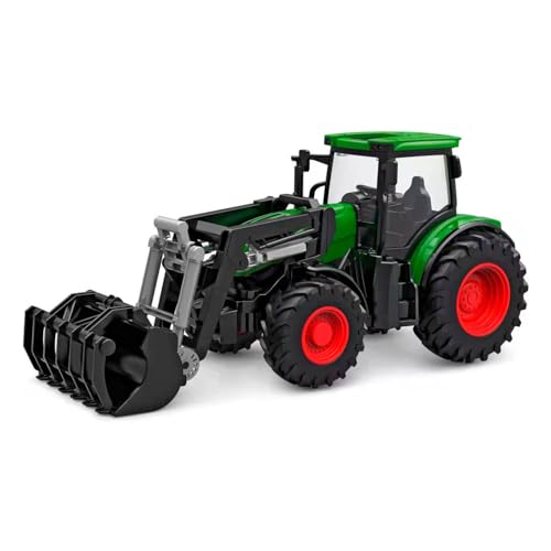 Kids GLOBE RC Traktor 2.4GHZ (Bulldog mit Licht und Frontlader, Länge: 27 cm, Grün, mit Fernsteuerung, ab 6 Jahren) 510310 von Kids Globe