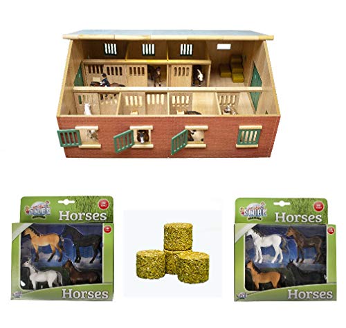 Kids Globe Farming Reiterhof Bauernhof Pferdestall Holz mit Zubehör 1:32 mit 7 Boxen, Spielzeug Pferdehof, mit praktischem Faltdach, für alle gängigen Tierfiguren Kids Globe Farming Reiterhof Bauernhof Pferdestall Holz mit Zubehör 1:32 mit 7 Boxen, Spielzeug Pferdehof, mit praktischem Faltdach, für alle gängigen Tierfiguren von Kids Globe