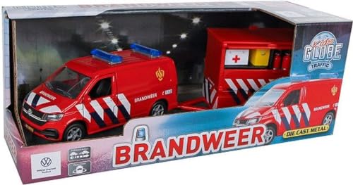 Kids Globe VW Transporter Brandweer met Aanhangwagen von Kids Globe