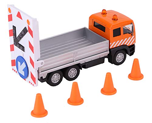 Kids Globe Van Manen Traffic Die Cast LKW (Pull Back, Signboard Truck mit Zubehör, 14 cm) - 510776 von Kids Globe