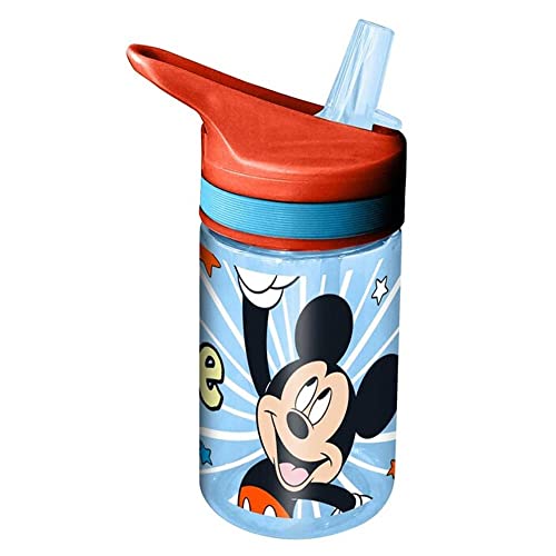 Trinkflasche Tritan 400ml - Micky Maus, Hochwertige Trinkflasche aus Tritan mit Strohhalm, KL85875, Kids Licensing von Kids Licensing