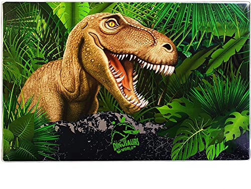 Schreibtischunterlage Unterlage Dinosaurier Tyrannosaurus T-Rex Dino - 60 cm x 40 cm - Tischunterlage Knetunterlage Bastelunterlage mit Einschubfach von-Kids4shop von KIDS4SHOP