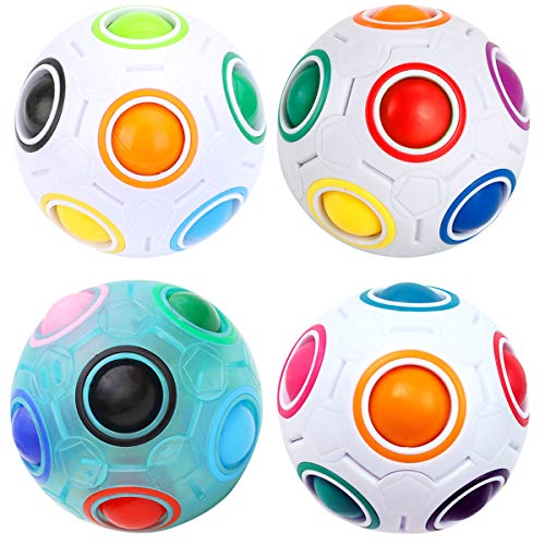 KidsPark 4 Stück Magic Ball Regenbogen Ball Zauberwürfel 3D Puzzle Ball Speed Cube Würfel Regenbogenball Toy Pädagogische Spielzeug von KidsPark