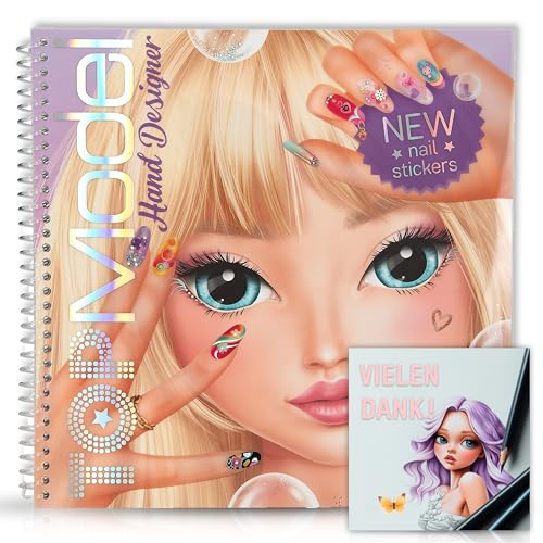 TOPModel Hand Designer Malbuch: Kreatives Malbuch mit 46 Seiten, 2 Bögen Foliensticker, 1 Bogen Fingernagel-Tattoos, E-Book Schritt-für-Schritt Zeichnen Lernen für Kinder von Kidstell