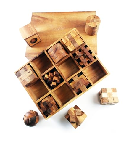 Holz-Puzzle-Box-Sets enthalten 3D-Denksportaufgaben, Logik-Puzzles und ineinandergreifende Spiele für Erwachsene und Jugendliche – ein Geschenk, das Ihrer Einrichtung Spaß verleiht von Kidypool