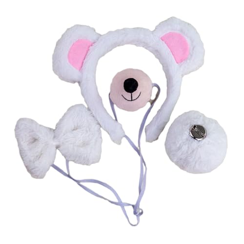 1/4-teiliges Bären Kostüm Zubehör Set Bärenohren Stirnband Schwanz Fliege Nase Zubehör Set Bärenkostüme Für Kleinkinder Cosplay Kostüm von KieTeiiK