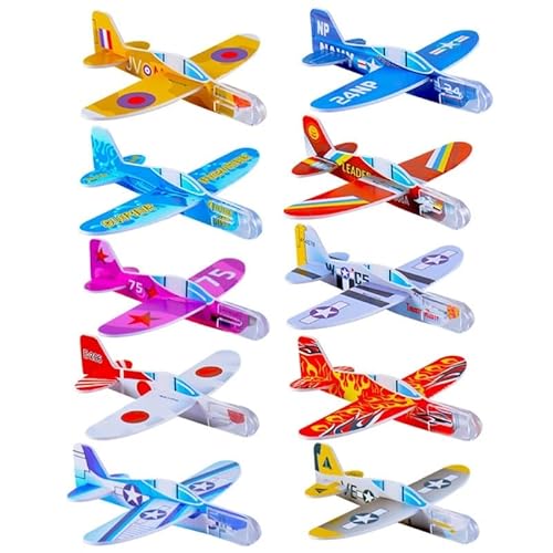 DIY Flugzeug Kits 10-teiliges Mini Flugzeug Für Kinder Fliegende Segelflugzeuge Perfektes Partygeschenk Goodie Bag Spielzeug Einfach Zu Montieren Und Zu Fliegen Flugzeug Segelflugzeuge Für 3 von KieTeiiK