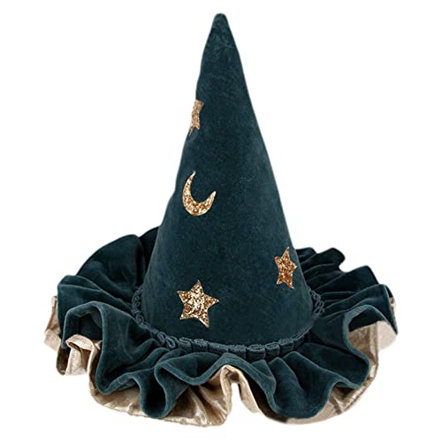 Für Kreative Blauer Zaubererhut Mit Stern Und Mond Kinder Spitzer Hexenhut Cosplay Requisiten Für Halloween Dress Up Teil Halloween von KieTeiiK