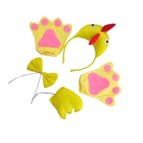 Huhn Kostüm Cosplay Set Kopfbedeckung Fliege Schwanz Handschuhe Haarreifen Stirnbänder Partyzubehör Für Kinder Huhn Cosplay Set Haarreifen Huhn Stirnbänder Kopfbedeckung von KieTeiiK