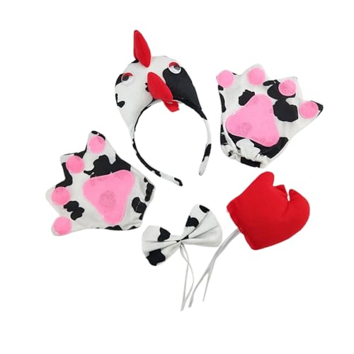 Huhn Kostüm Cosplay Set Kopfbedeckung Fliege Schwanz Handschuhe Haarreifen Stirnbänder Partyzubehör Für Kinder Huhn Cosplay Set Haarreifen Huhn Stirnbänder Kopfbedeckung von KieTeiiK