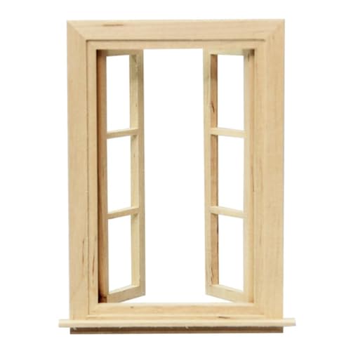 KieTeiiK 1:12 Puppenhaus Miniatur DIY Holz Fenster Tür Weiß Möbel Spielzeug DIY Für Puppenhaus Zubehör 6 Scheiben Puppenhaus Fensterrahmen Holz von KieTeiiK