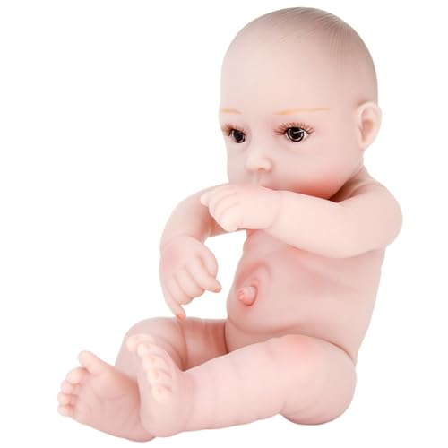 KieTeiiK 28cmch Handgezeichnete Neugeborene Babypuppe Handwaschbare Wiedergeburtsmädchen Babypuppe Mit Beweglichen Armen Und Beinen Intime Begleiterpuppe von KieTeiiK