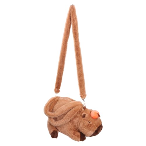 KieTeiiK Cartoon Plüsch Capybara Schultertasche Tragbare Hand Tragetasche Verstellbarer Riemen Pelzige Umhängetasche Mehrzweck Studententasche von KieTeiiK