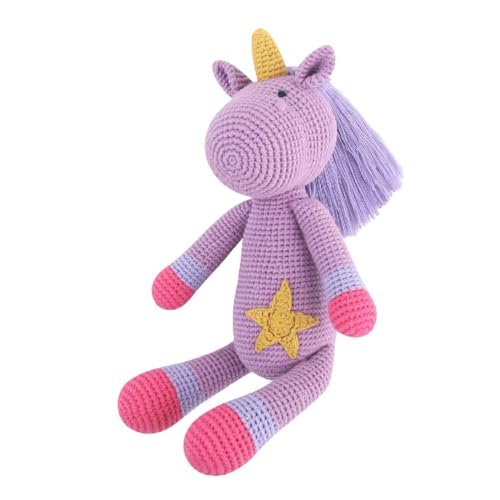 KieTeiiK Handgefertigtes Gehäkeltes Häschen Stofftier Weiches Einhorn Beruhigendes Spielzeug Süßes Geschenk Für Jungen Und Mädchen Geschenk Für B. Weiches Einhorn Stofftier von KieTeiiK