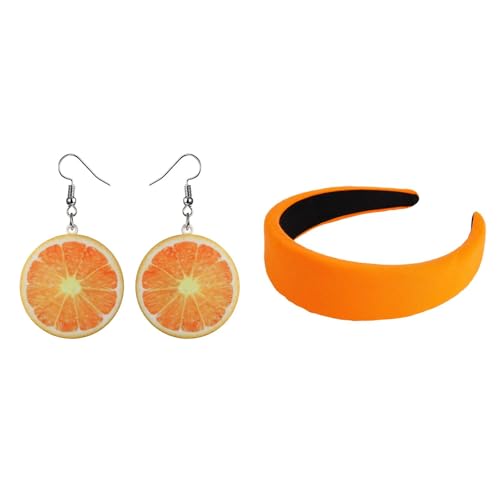 Aperol Spritz Kostüm Damen Breit Haarreif Orange Damen Orangen Ohrringe + Orange Gepolstert Haarband Haarband Stirnband Haarschmuck Karneval Fasching Kostüm Karnevalskostüm Fasching Accessoires von Kielsjajd