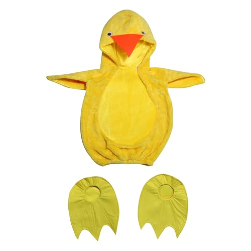 Baby Kleidung Halloween Outfit, Huhn Ente Halloween Strampler Overall mit Hut Outfits Cospaly Costume Kinder Halloween Kostüm Karneval FaschingParty Weiche Babyset My First (Yellow, 12-24 Months) von Kielsjajd