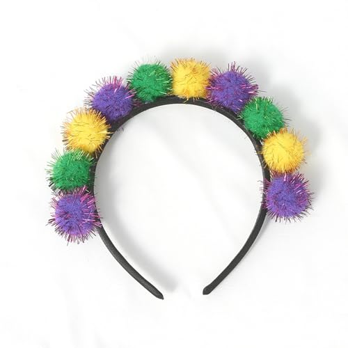 Haarreif Pompon Karneval Haarband Regenbogen mit Bunte Pompons Glänzender Stirnband Fasching Kostüm Clown Haarschmuck Bommel Kopfschmuck Karnevalskostüm Accessoires Geburtstag Mottoparty (A) von Kielsjajd