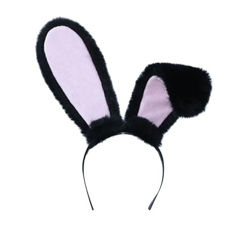 Hasenohren Haarreif, Hasen Ohr Haarreif für Ostern, Karneval Hase Ohren Haarband, Halloween Haarbänder Niedlich Plüsch Hase Ohren Haarschmuck Hasenohren Stirnband Verkleidung Zubehör (Black) von Kielsjajd