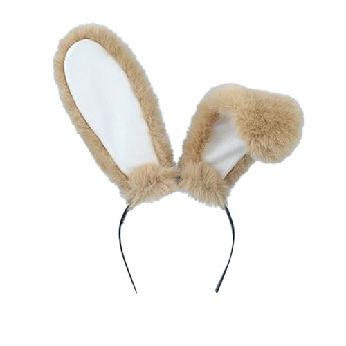 Hasenohren Haarreif, Hasen Ohr Haarreif für Ostern, Karneval Hase Ohren Haarband, Halloween Haarbänder Niedlich Plüsch Hase Ohren Haarschmuck Hasenohren Stirnband Verkleidung Zubehör (Khaki) von Kielsjajd