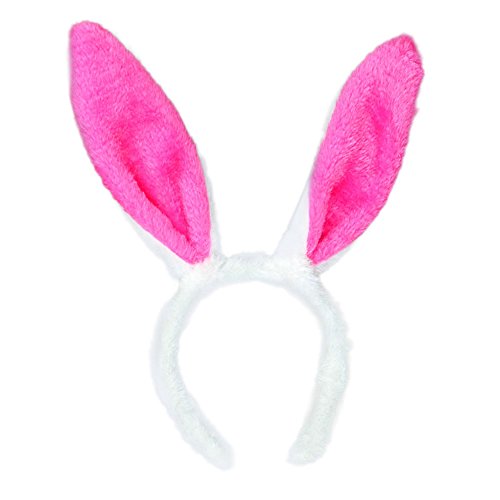 Hasenohren Haarreif , Hasen Ohren Haarreifen Plüsch Hasenohren Stirnband Haarbänder, Kaninchenohren Haarreif Ostern Bunny Kostüm Kaninchen Ohren Stirnband Party Kinder Erwachsene (Hot Pink, One Size) von Kielsjajd