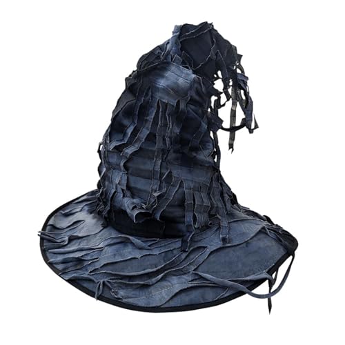 Hexenhut Halloween Karneval, Halloween Hexenhut Zaubererhut Kostüm Cosplay Hexenhut Männer Frauen Breite Krempe Hut Zubehör für Festival Verkleidung Zubehör (Blue, One Size) von Kielsjajd