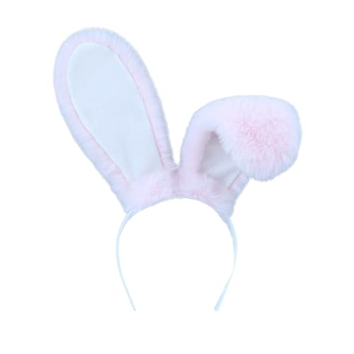 Kielsjajd Hasenohren Haarreif, Hasen Ohr Haarreif für Ostern, Karneval Hase Ohren Haarband, Halloween Haarbänder Niedlich Plüsch Hase Ohren Haarschmuck Hasenohren Stirnband Verkleidung Zubehör (Pink) von Kielsjajd