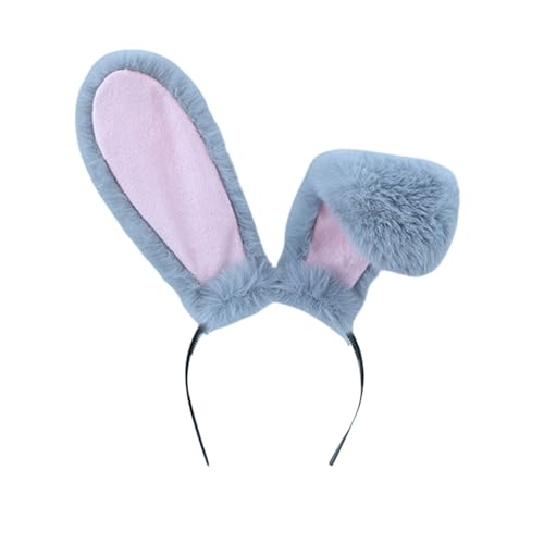 Kielsjajd Hasenohren Haarreif, Hasen Ohr Haarreif für Ostern, Karneval Hase Ohren Haarband, Halloween Haarbänder Niedlich Plüsch Hase Ohren Haarschmuck Hasenohren Stirnband Verkleidung Zubehör (Grey) von Kielsjajd