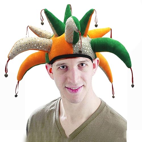 Kielsjajd Lustiger Hut, Clown Hofnarr Mütze Hut mit Glocken, Narr Hut Lustige Kostüm Hut Lustige Kopfbedeckung Fancy Dress Party Zubehör- perfekt für,Karneval & Halloween (Green, One Size) von Kielsjajd