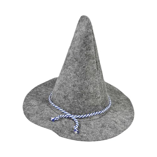 Kielsjajd Schwarz Hut Krempe Faltbare Kopfbedeckung, Spitzhut Zauberer Hexenhut für Damen Halloween Hut Faltbare Kopfbedeckung Karneval Masquerade Cosplay Cap (Grey, One Size) von Kielsjajd