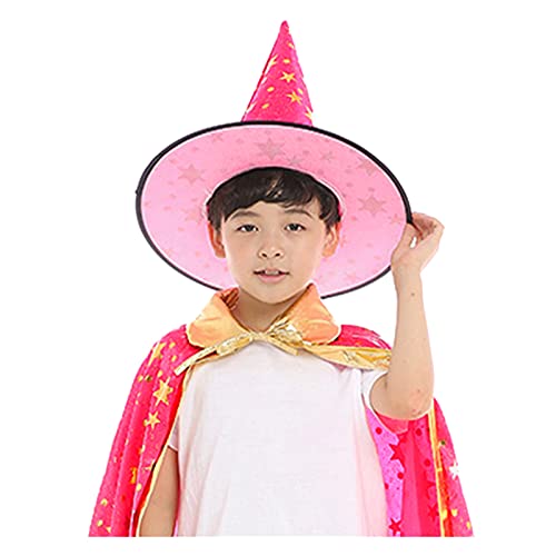 Kielsjajd Zauberer Hut Kinder, 38x35cm Fünfzackiger Stern Hexenhut Kinder Kostüm & Cosplay Halloween Hexenhüte Garten Dekoration für Kinder Festival Verkleidung (Hot Pink, One Size) von Kielsjajd