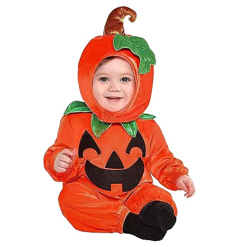 Kürbis Kostüm Einteiler Jumpsuits Set, Baby Halloween Kostüm, Halloween Kostüm Kürbis Kinder, Neugeborenes Kleinkind Baby Säugling Halloween Kleidung Baby Kürbis Kostüm Baby (1-Orange, 3-6 Months) von Kielsjajd