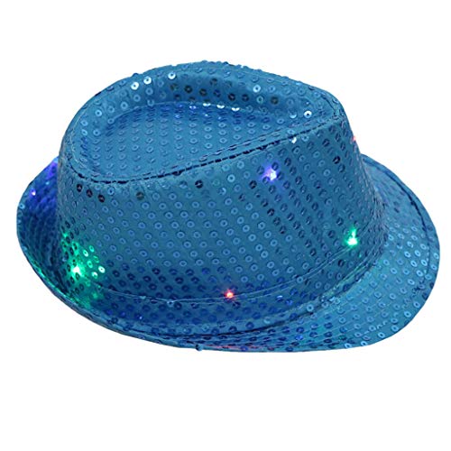 Paillettenhut Herren, Glitzer Hut Herren Damen Glitzer Partyhüte Kopfbedeckung Silvester Outfit, Erwachsene Unisex Hut Fedora für Disco Glitzer Kostümzubehör Kostüm Karneval Mottoparty (Blau) von Kielsjajd