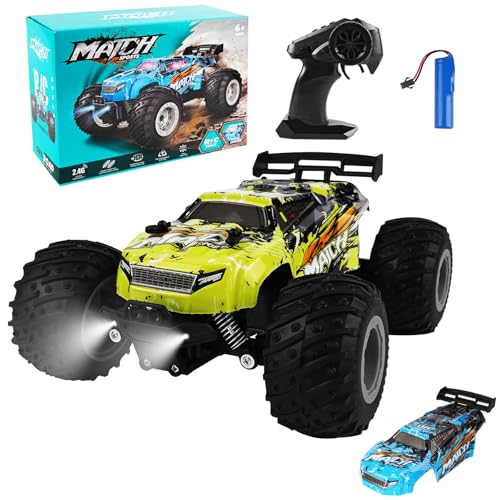 Kihhvlo Ferngesteuertes Auto, Hohe Geschwindigkeit RC Rennauto, 20KM/H 2,4GHz, Fernbedienung LKW mit wiederaufladbaren Batterien, 1:18 RC-All-Terrain-Trucks als Weihnachtsspielzeug-Geschenk von Kihhvlo