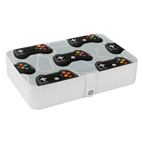 KikandKo Reise-Schmucketui, PU-Leder, Reise-Schmuckschatulle, Organizer, personalisierte Geschenke für Mutter, Ehefrau, Frauen, Tochter, Freunde, Schwester, Oma, Tante, Spiel-Controller von KikandKo