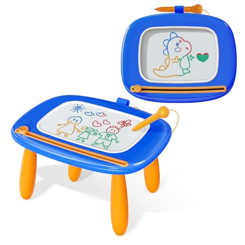 Kikidex Kleinkinder Spielzeug Alter 1-3, Magnetisch Zaubertafel, Mädchen Spielzeug für 1-2 Jahre, Magic Painting Board Lernspielzeug für 1 2 3 Jahre Baby Kinder, Geburtstag Geschenk (Dunkel Blau) von Kikidex