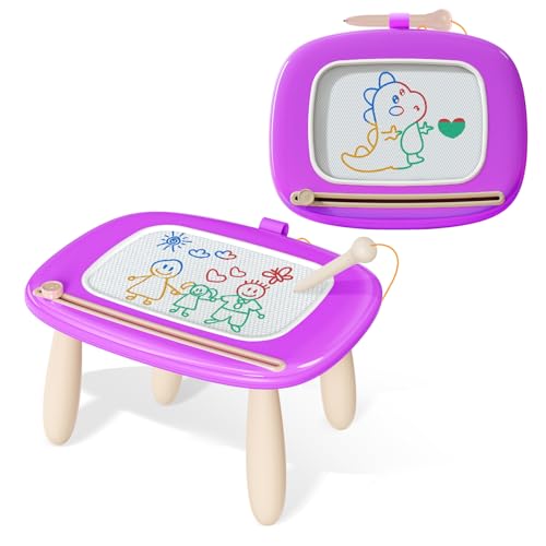 Kikidex Kleinkinder Spielzeug Alter 1-3, Magnetisch Zaubertafel, Mädchen Spielzeug für 1-2 Jahre, Magic Painting Board Lernspielzeug für 1 2 3 Jahre Baby Kinder, Geburtstag Geschenk (Violett) von Kikidex