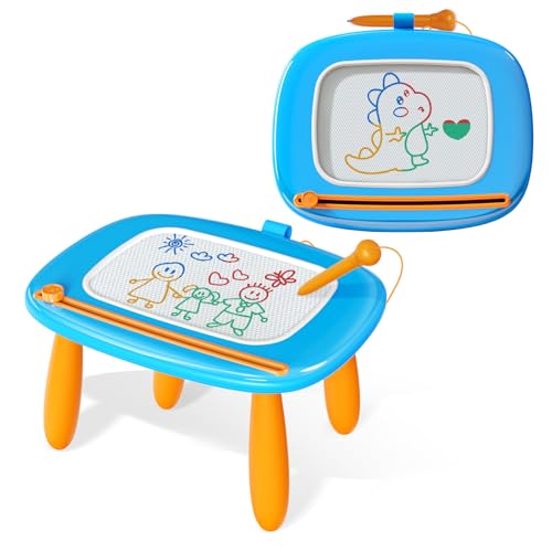 Kikidex Kleinkinder Spielzeug Alter 1-3, Magnetisch Zaubertafel, Mädchen Spielzeug für 1-2 Jahre, Magic Painting Board Lernspielzeug für 1 2 3 Jahre Baby Kinder - Baby Blau von Kikidex