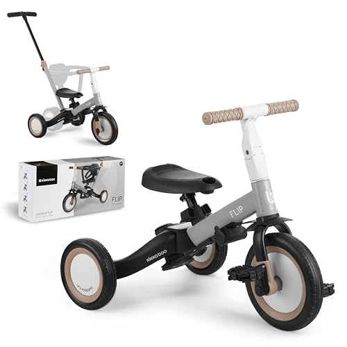 KikkaBoo Evolutionäres Baby-Dreirad, 5-in-1, Flip, Kinderfahrrad von 1 Jahr bis 5 Jahren, Trike, vom Dreirad zum Fahrrad mit oder ohne Pedale, verstellbar und transformierbar, Grau von Kikka Boo