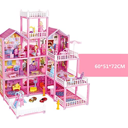 274-teiliges Puppenhaus-Bauspielset für Mädchen, DIY-Gehirntraining, Puppenhaus-Schlossbausatz für Mädchen, Rosa von Kikumi