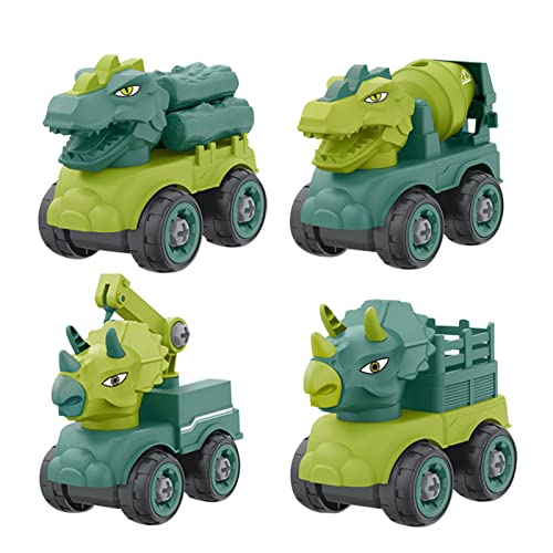 4PCS Dinosaurier Fahrzeug Spielzeug Sicher Abnehmbare Dinosaurier Engineering Auto Spielzeug für Kinder von Kikumi